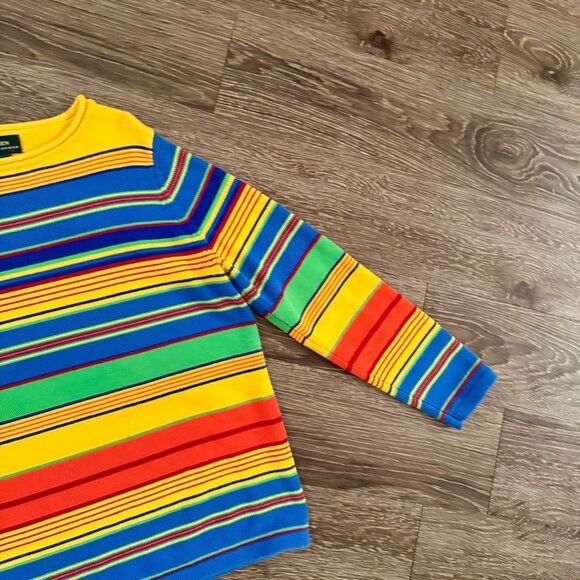 Lauren Ralph Lauren Multi Colored Stripe Cotton Sweater - Picture 3 of 7